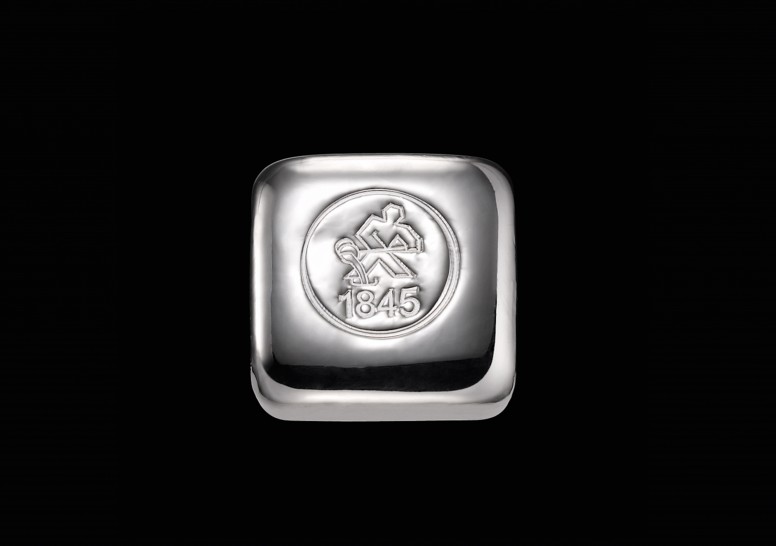 Silberbarren 50 g. gegossen H+M