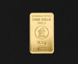 Goldbarren 0,5 g. H+M geprägt
