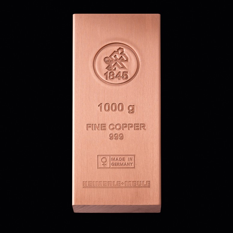Kupferbarren 1.000 g, geprägt