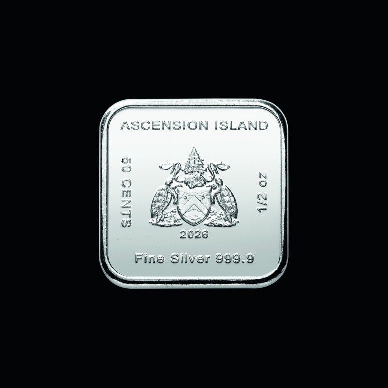 Square coinbars 1/2 Oz Ag 999.9 Asc. Isl. Tube 40 St.