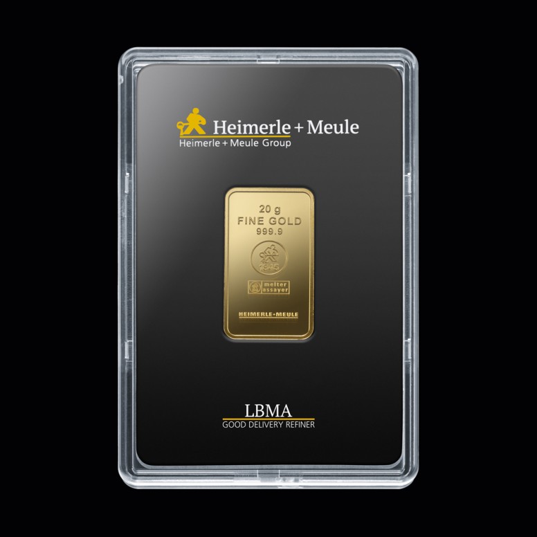 Goldbarren 20 g. H+M geprägt